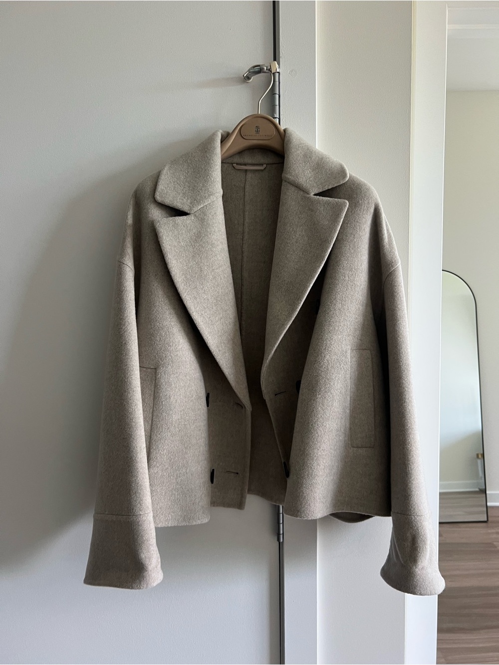 Brunello Cucinelli Light Gray Wool and Cashmere Coat